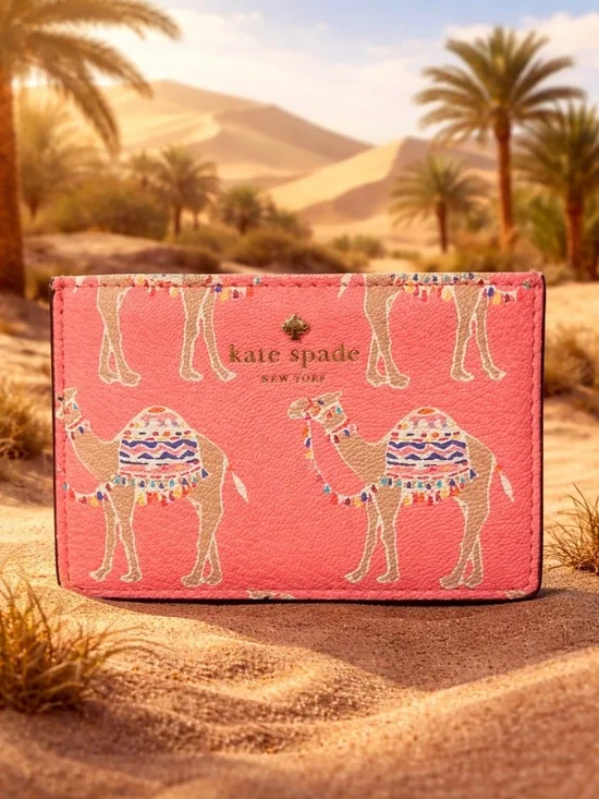 Kate Spade Storybook Pink Camel March Card Holder NWT - Picture 3 of 5